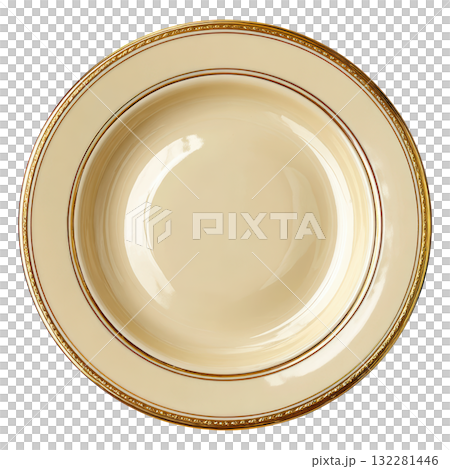 Elegant Cream Dinner Plate with Golden Trim for Fine Dining and Table Setting 132281446