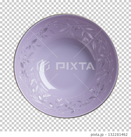 Elegant Purple Bowl with Floral Design for Contemporary Table Settings and Stylish Dining Experiences 132281462