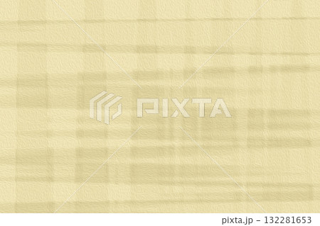 ランダム格子状に亜麻色の太い線が重なる淡黄蘗色ちぢれ和紙風背景テクスチャー 132281653