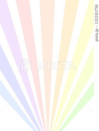 カラフルな放射状の集中線の背景イラスト　虹色パステル　縦チラシ　フライヤー　ベクター 132281756