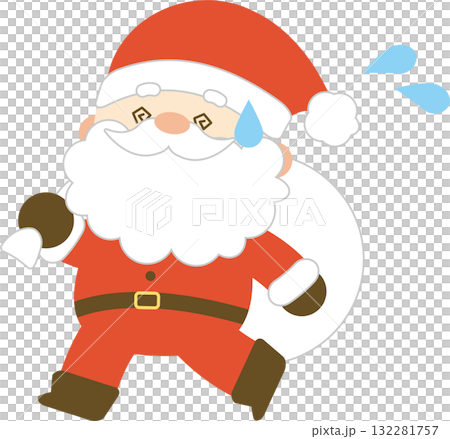Cute Santa Claus running in a hurry Cute Santa Claus running in a hurry 132281757