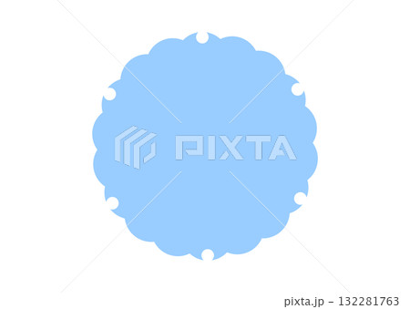 和風　フレーム枠　丸い雪輪　水色ブルー　シンプル　ベクターpng透明 132281763