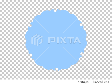 和風　フレーム枠　丸い雪輪　水色ブルー　シンプル　ベクターpng透明 132281763