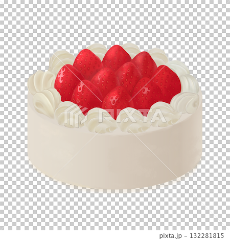いちごの乗ったホールケーキのイメージ画像 132281815