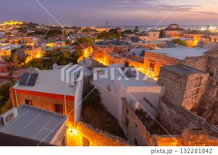 Old Town Rooftops and Palace View, Rhodes, Greece Old Town Rooftops and Palace View, Rhodes, Greece 132281842