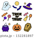 ハロウィンのかわいいイラストセット カラー ハロウィンのかわいいイラストセット カラー 132281897