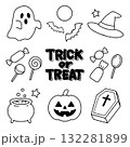 ハロウィンのかわいいイラストセット 線画 ハロウィンのかわいいイラストセット 線画 132281899