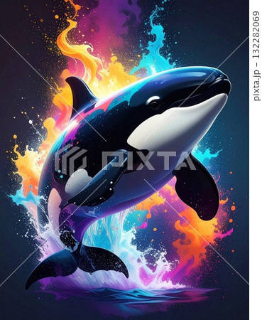 ジャンプするシャチ 132282069