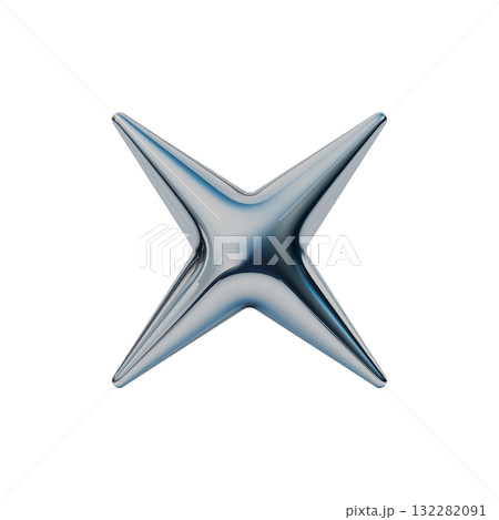 バツ印のスタッズのメタリック3Dアイコン。Y2Kスタイルのあしらいスタンプイラスト 132282091