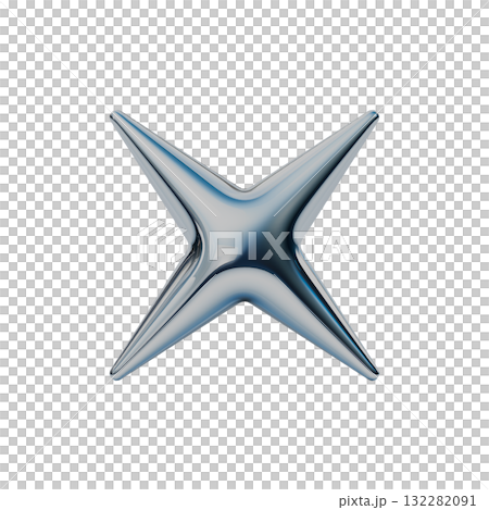バツ印のスタッズのメタリック3Dアイコン。Y2Kスタイルのあしらいスタンプイラスト 132282091
