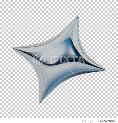 斜めのダイヤのメタリック3Dアイコン。Y2Kスタイルのあしらいスタンプイラスト 斜めのダイヤのメタリック3Dアイコン。Y2Kスタイルのあしらいスタンプイラスト 132282095