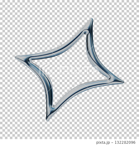 斜菱形框架中的金屬3D圖示。 Y2K風格裝飾郵票插圖 斜菱形框架中的金屬3D圖示。 Y2K風格裝飾郵票插圖 132282096