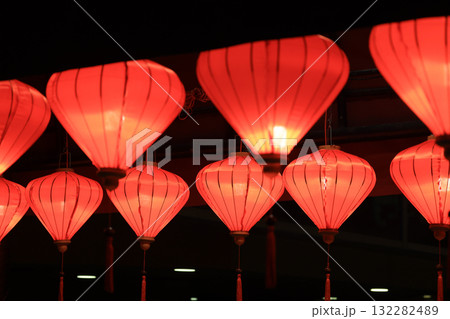 Oct 1 2025 Red Lanterns Night Scene With Warm Glow For Festive Decor 132282489