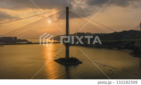 Oct 7 2025 Bright Morning Light Over Ting Kau Bridge 132282509