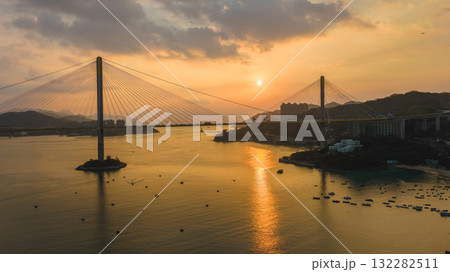 Oct 7 2025 Bright Morning Light Over Ting Kau Bridge 132282511