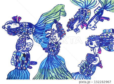 魚・子供の絵(手書きイラスト・幼稚園) 魚・子供の絵(手書きイラスト・幼稚園) 132282967