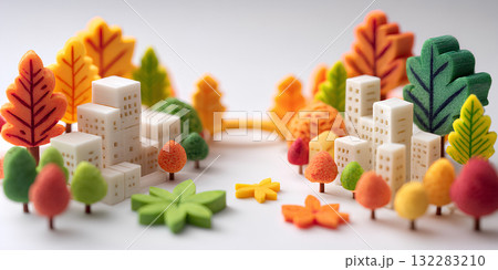 秋のカラフルな街角2 / Colorful Autumn Street Corner 2 (3D F 132283210