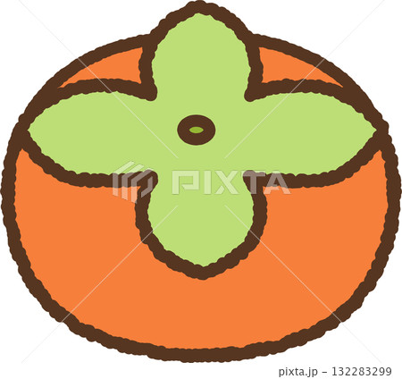 手書き風のアイコン　柿 132283299