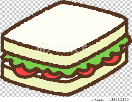 手繪圖示：蔬菜三明治 132283330