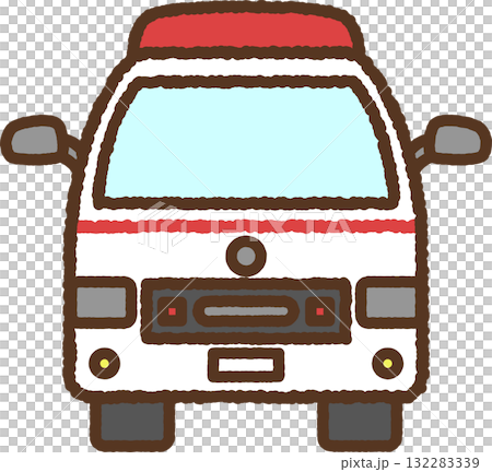 手書き風のアイコン 正面の救急車 手書き風のアイコン 正面の救急車 132283339