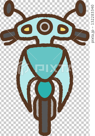 Hand-drawn style icon - Front view of a motorcycle 132283340