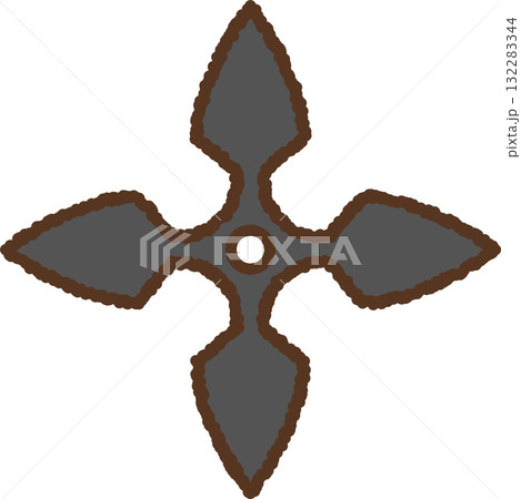 手書き風のアイコン　手裏剣 132283344