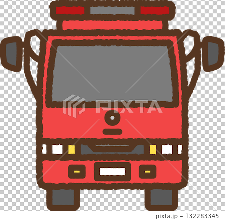 手繪圖圖：消防車的正面圖 132283345