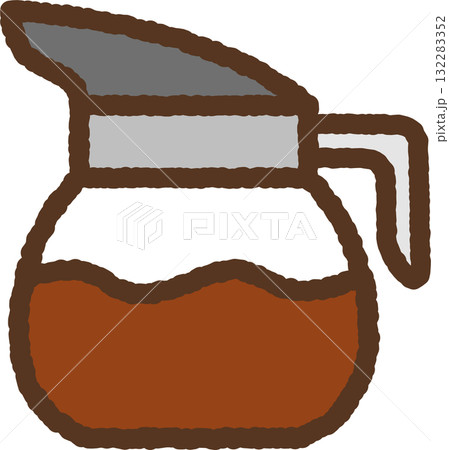手書き風の単品アイコンイラスト　コーヒーポット 132283352