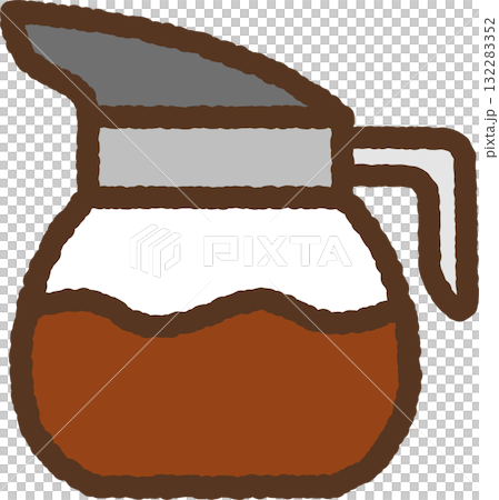 手書き風の単品アイコンイラスト　コーヒーポット 132283352