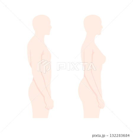 男性と女性 横から見た上半身シルエットイラスト 男性と女性 横から見た上半身シルエットイラスト 132283684