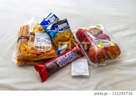 Groceries various snacks and food from supermarket store Thailand. 132283716