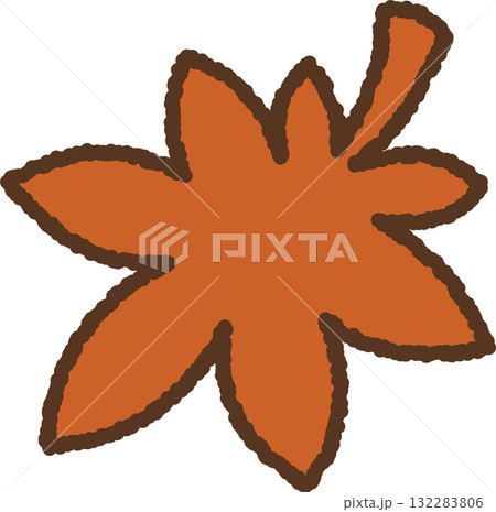 手書き風の単品アイコンイラスト　紅葉 132283806