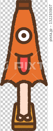 手繪單圖示插圖：傘鬼 132283807