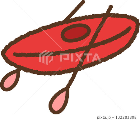 手書き風の単品アイコンイラスト　手漕ぎボート 132283808