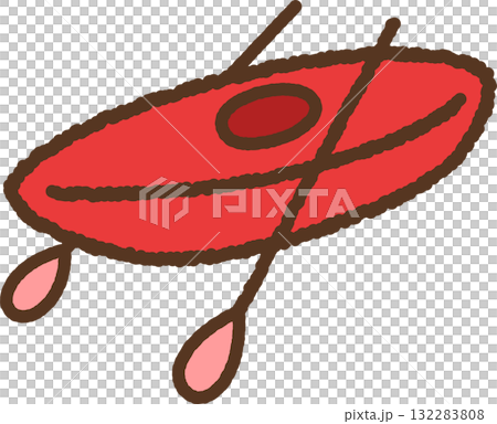 手書き風の単品アイコンイラスト　手漕ぎボート 132283808