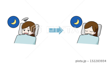 睡眠の改善のイラストセット・女性 132283934