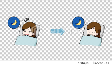睡眠の改善のイラストセット・女性 132283934