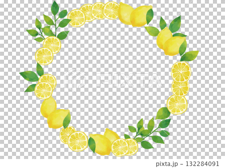 水彩風 レモンのリーフフレーム 132284091