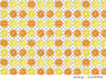 Watercolor style sliced lemon and mandarin orange pattern 132284092