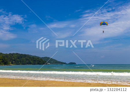Patong Beach Phuket with turquoise blue water and sky Thailand. Patong Beach Phuket with turquoise blue water and sky Thailand. 132284112