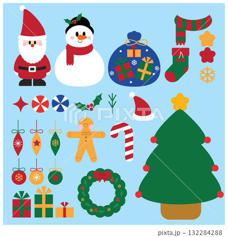 flat Cute Christmas flat Cute Christmas 132284288