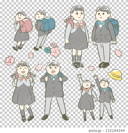 ランドセルを背負った子供 132284344