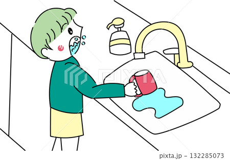 うがいをする男の子 うがいをする男の子 132285073