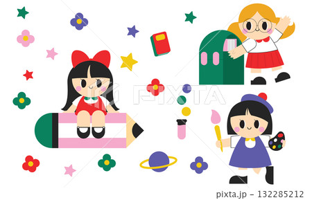 cute girl back to school.eps 132285212