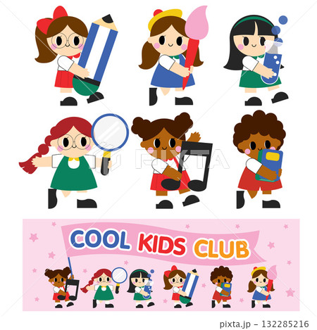 Kids with School Items Kids with School Items 132285216