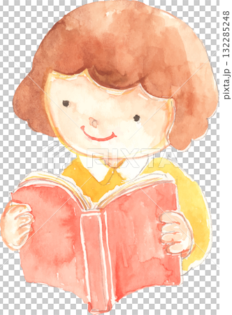 向量圖的一個女孩在讀書 132285248