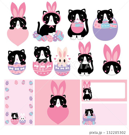 Black and White Cat Easter.eps Black and White Cat Easter.eps 132285302