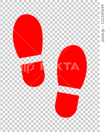 行走腳印鞋印輪廓象形圖圖示紅色 132285849