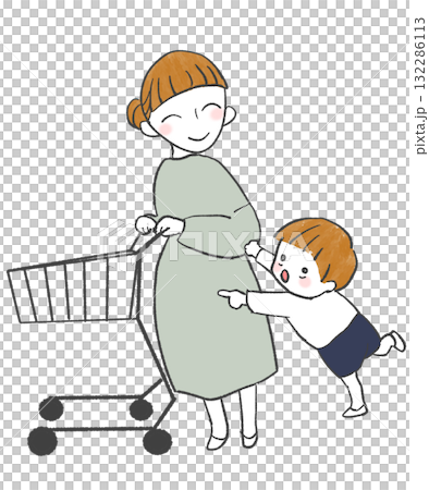 孩子在購物時詢問他們想要的東西 132286113