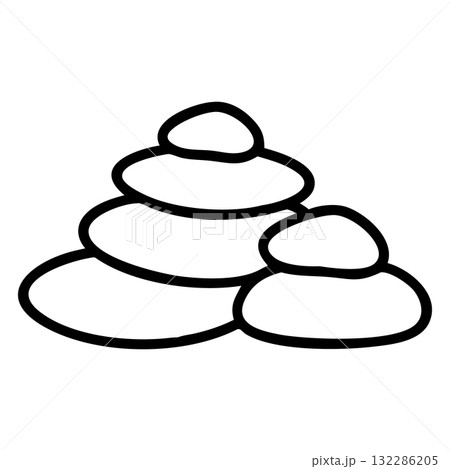 Several rounded pebbles create a simple balanced stone stack outline on a vector 132286205
